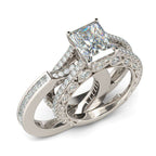5 Carat Sparkling Moissanite Interchangeable Radiant Cut Ring Set