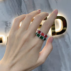 Vintage Emerald 925 Sterling Silver Eternity Band Ring