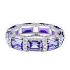Vintage Emerald 925 Sterling Silver Eternity Band Ring