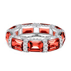 Vintage Emerald 925 Sterling Silver Eternity Band Ring