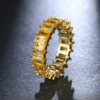 Square Cut Zircon Inlay Rainbow Ring