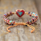 Handmade Natural Stone Heart Bracelet