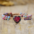 Handmade Natural Stone Heart Bracelet