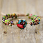 Handmade Natural Stone Heart Bracelet