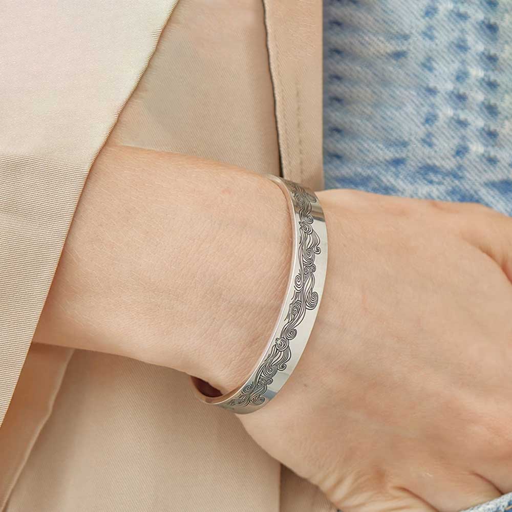For Granddaughter - I'll Always Be There For You Wave Cuff Bracelet