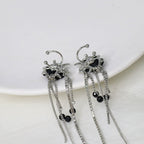 Gothic Rose Tassel Style Zircon Non Pierced Earrings
