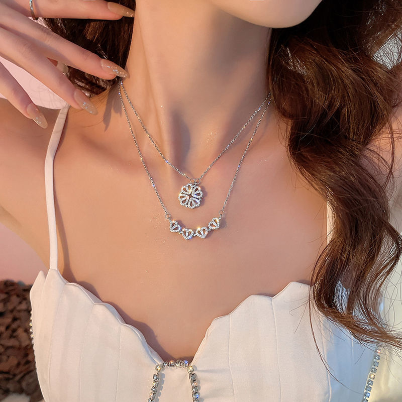 Lucky Four Leaf Clover Heart Necklace