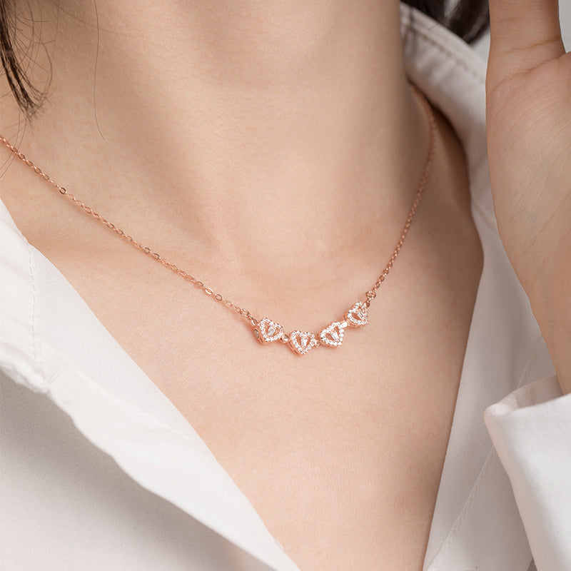 Lucky Four Leaf Clover Heart Necklace