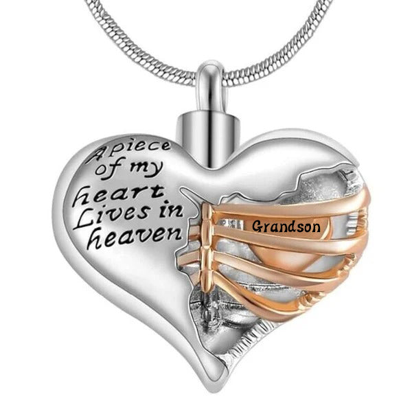 A Piece Of My Heart Lives In Heaven - Chain and Urn Pendant