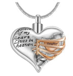 A Piece Of My Heart Lives In Heaven - Chain and Urn Pendant