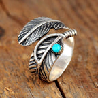 For Memorial- Your Guardian Angel Watching And Protecting Feather Turquoise Ring