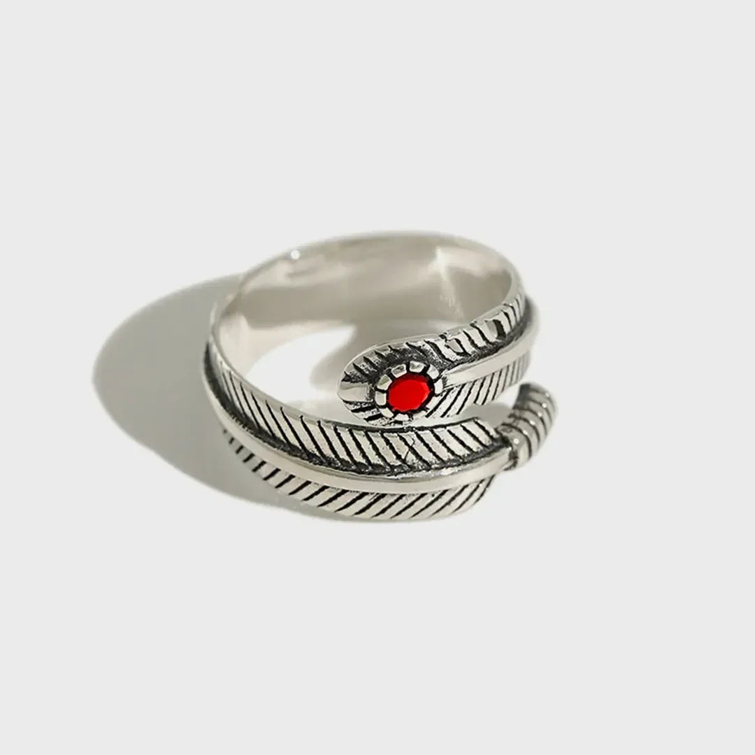 For Memorial- Your Guardian Angel Watching And Protecting Feather Turquoise Ring