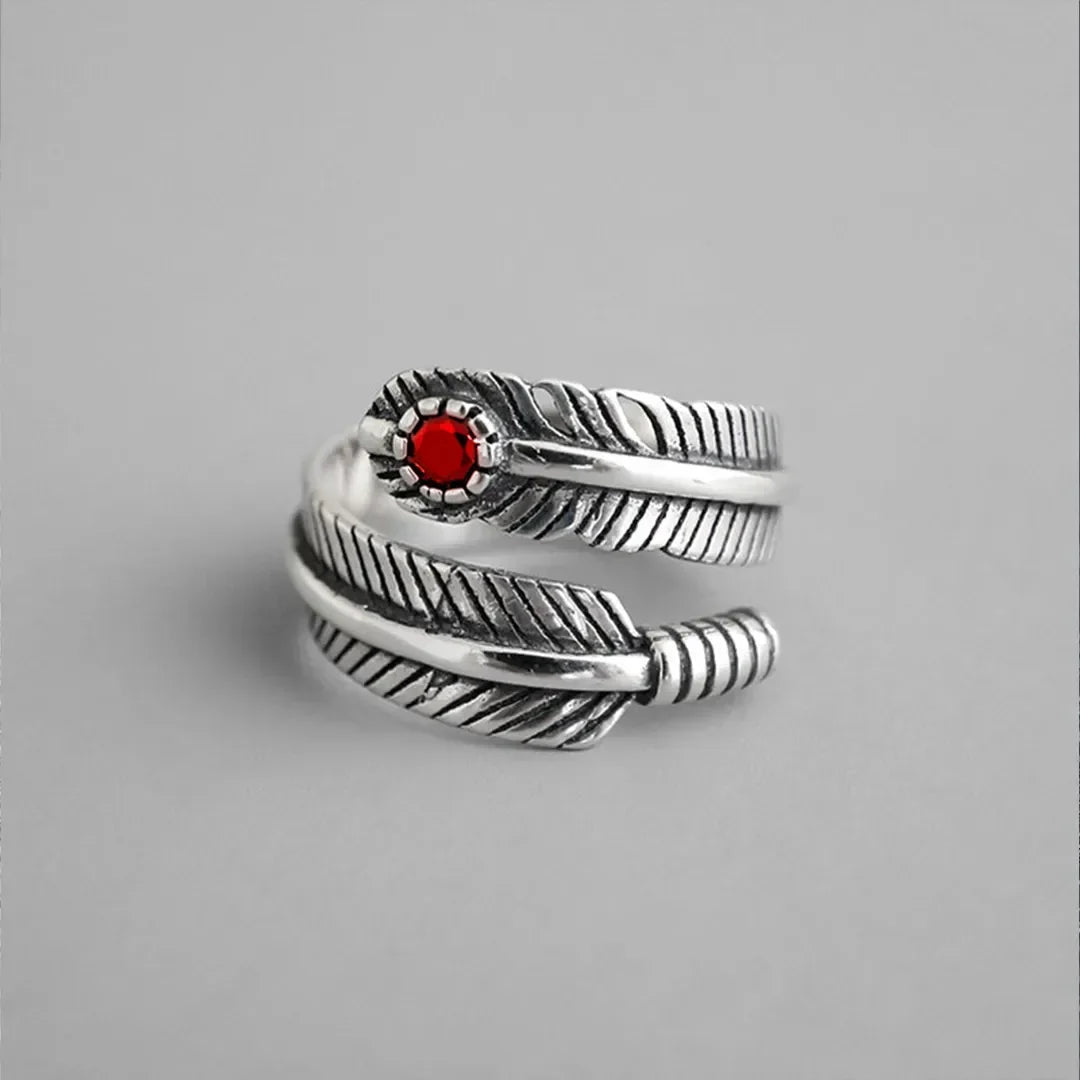 For Memorial- Your Guardian Angel Watching And Protecting Feather Turquoise Ring
