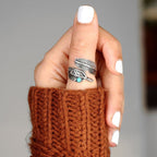 For Memorial- Your Guardian Angel Watching And Protecting Feather Turquoise Ring