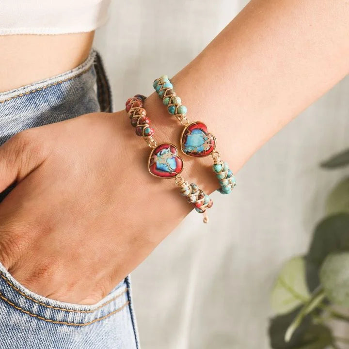 Jasper Heart Bracelet（To My Granddaughter Love You Forever ）