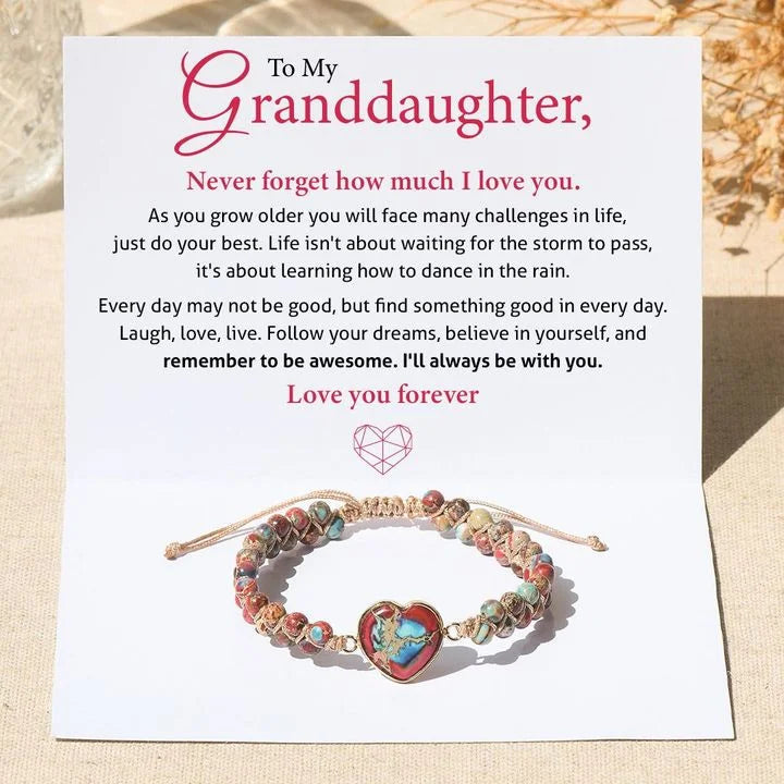 Jasper Heart Bracelet（To My Granddaughter Love You Forever ）