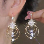 Italian Style Crystal Lotus Hoop Earrings