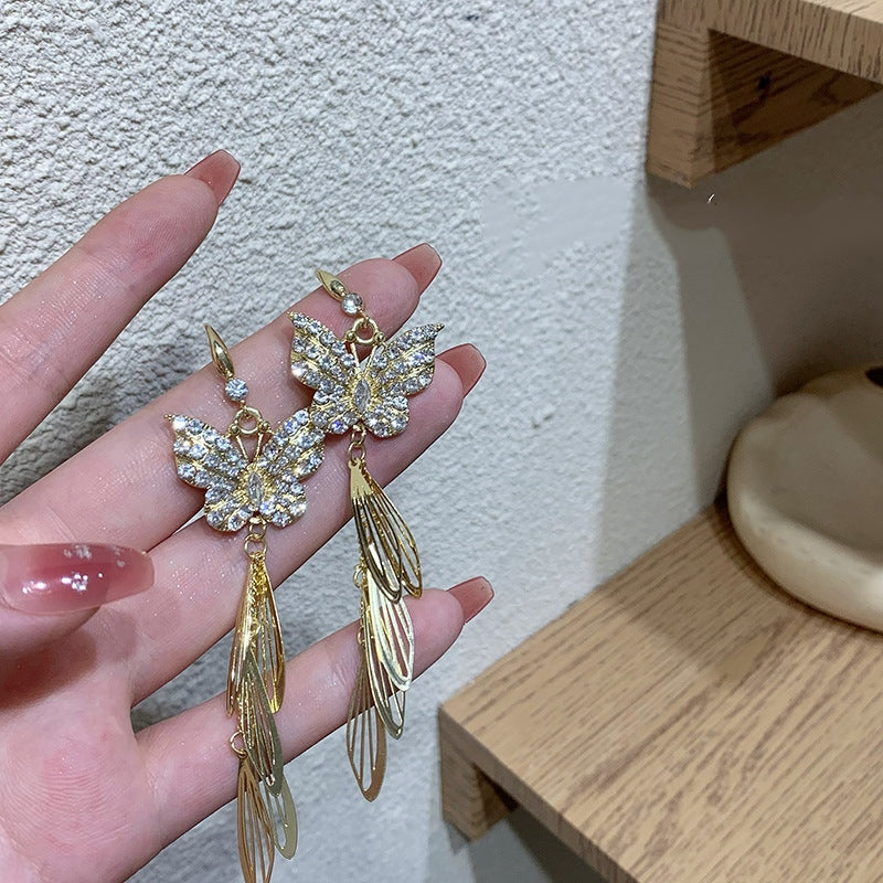 Butterfly Wing Tassel Earrings