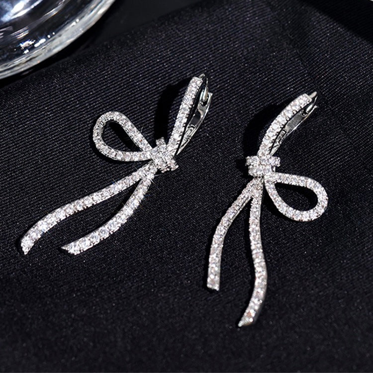 French Style Zircon Bow Earrings