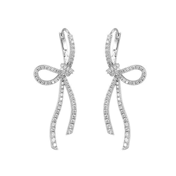 French Style Zircon Bow Earrings