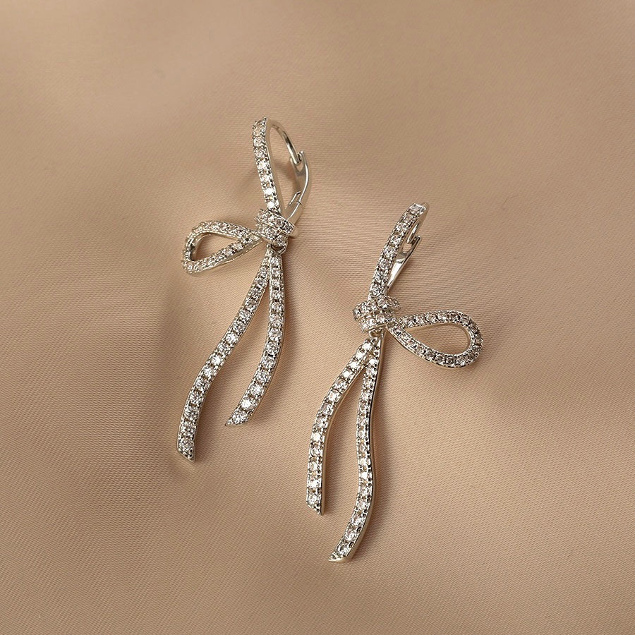 French Style Zircon Bow Earrings