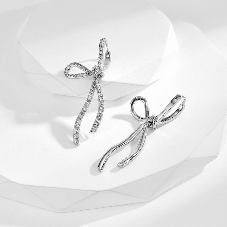 French Style Zircon Bow Earrings