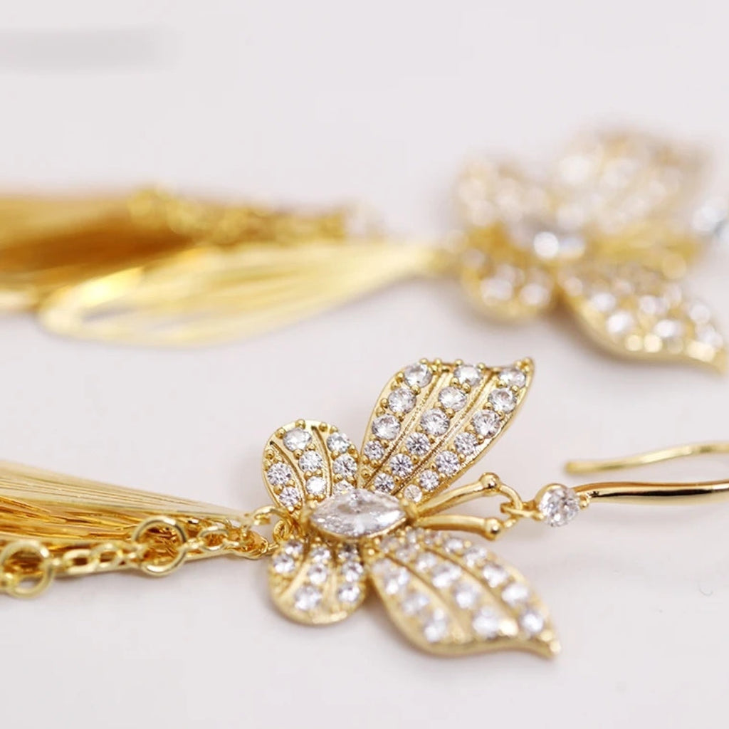 Butterfly Wing Tassel Earrings