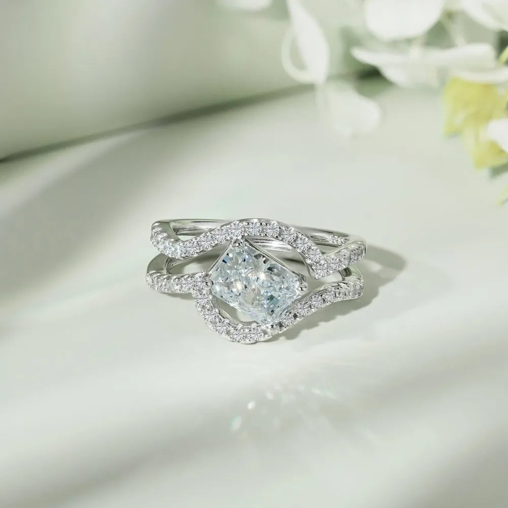 925 Sterling Silver Pavé Vagues Ring