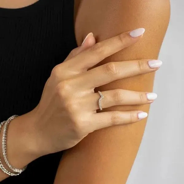 925 Sterling Silver Pavé Vagues Ring