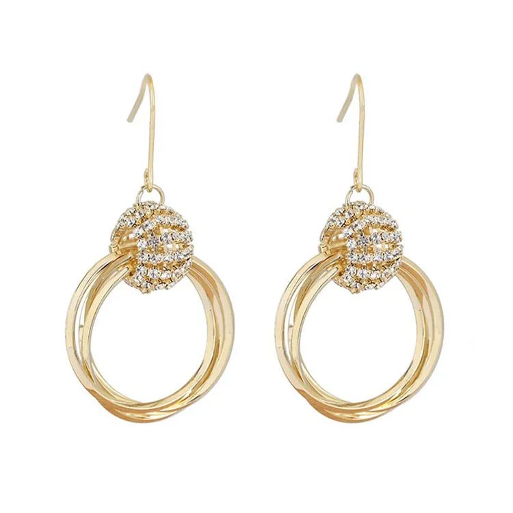 Mother'S Day French Style Crystal Hoop Earrings