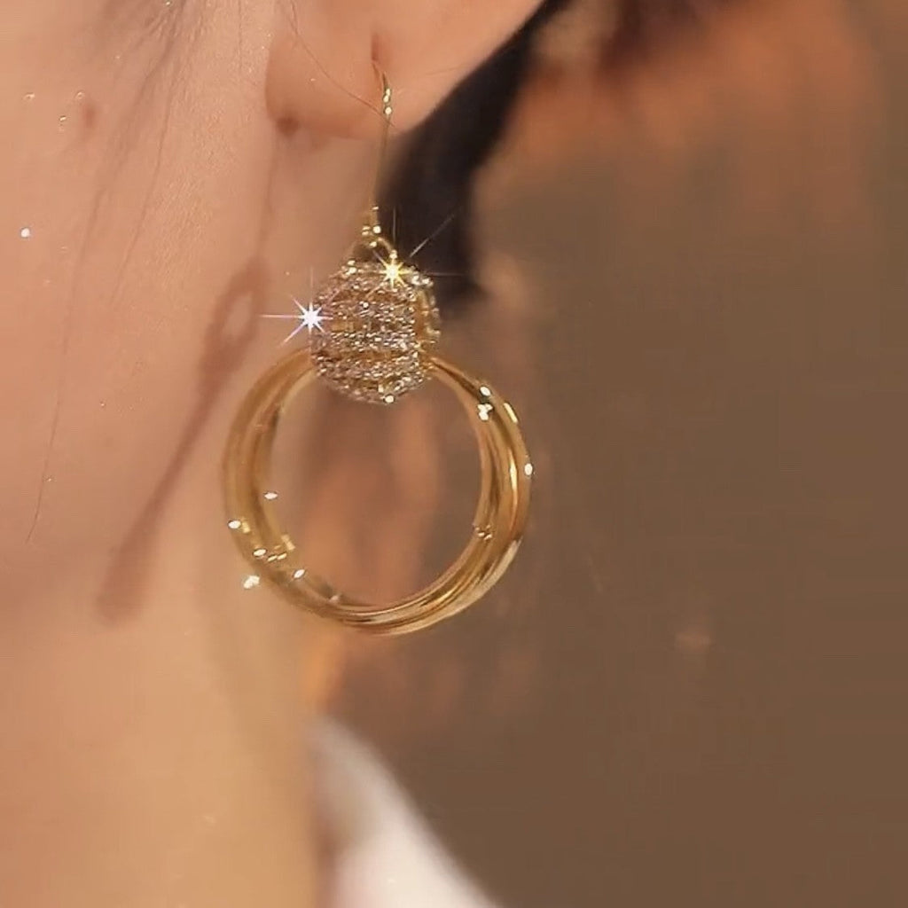 Mother'S Day French Style Crystal Hoop Earrings
