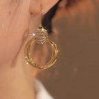 Mother'S Day French Style Crystal Hoop Earrings