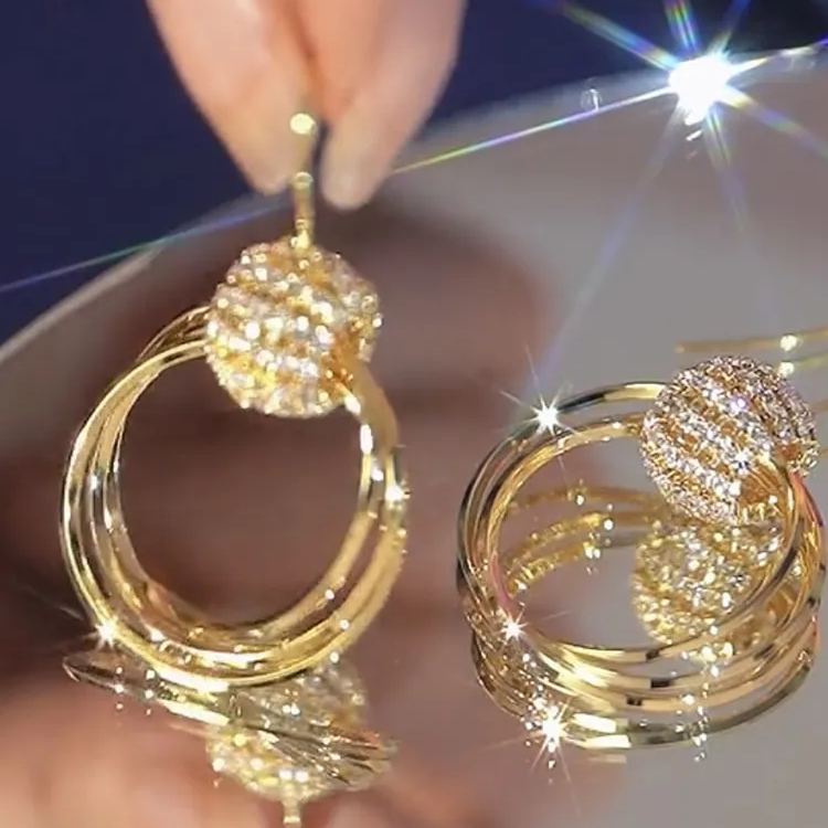 Mother'S Day French Style Crystal Hoop Earrings