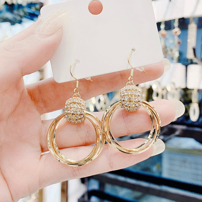 Mother'S Day French Style Crystal Hoop Earrings