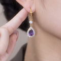 Mother'S Day Purple Zircon Drop Shape Earrings
