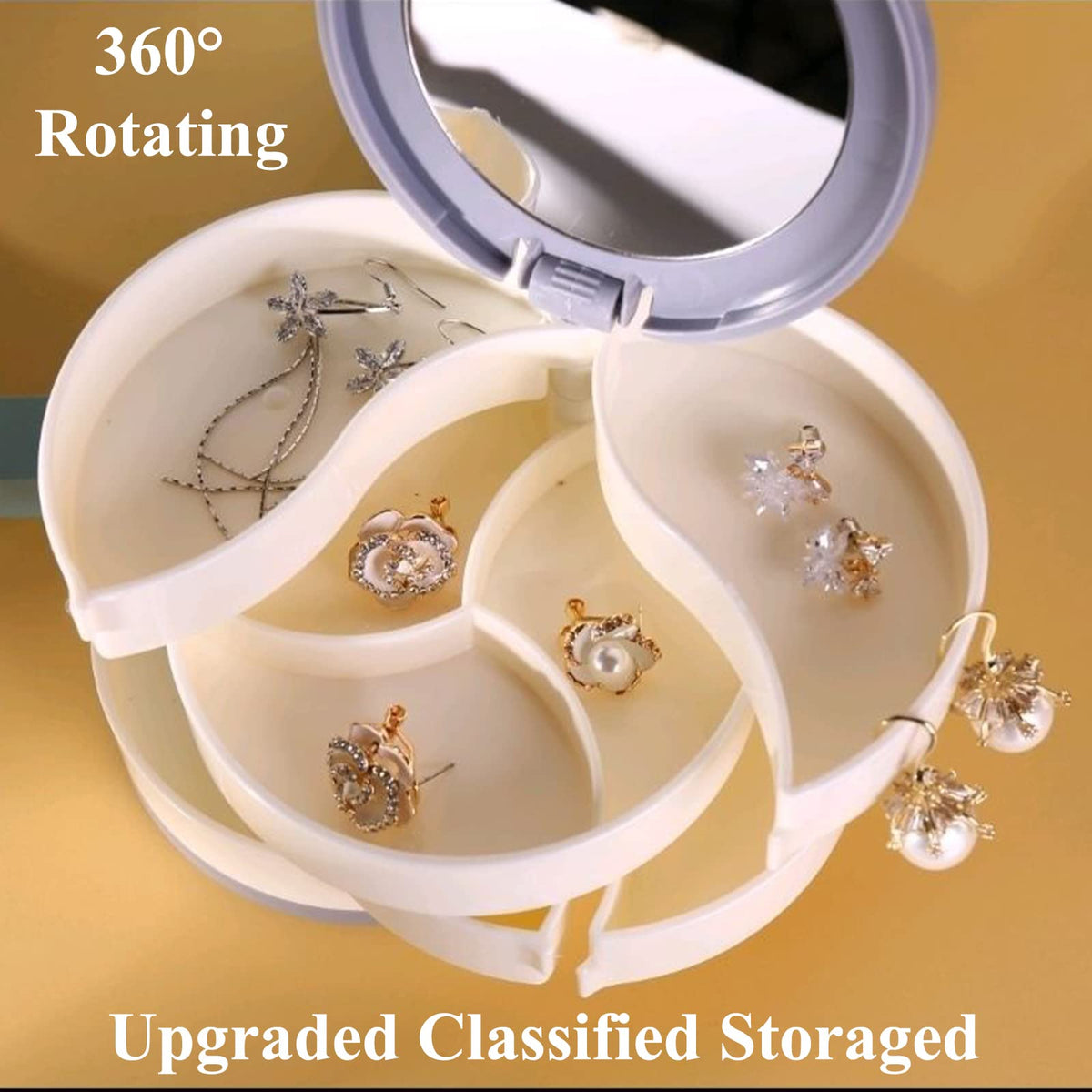 Mirror Rotation Jewelry Storage Box