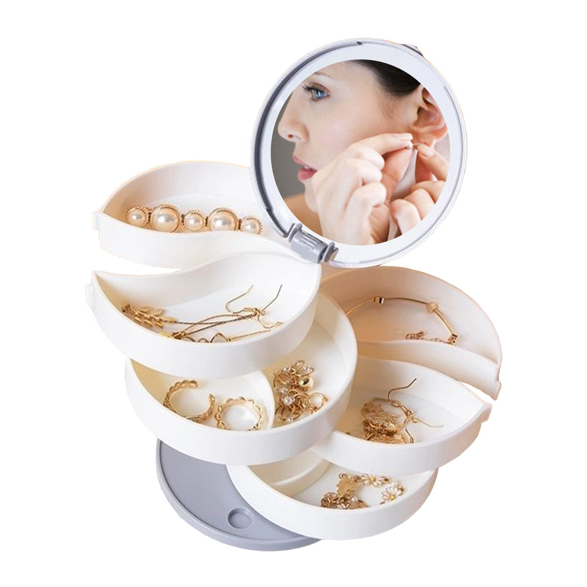 Mirror Rotation Jewelry Storage Box