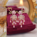 Shiny Pink Tassel Earrings