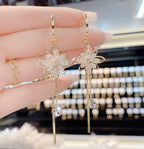 Shiny Lotus Tassel Earrings
