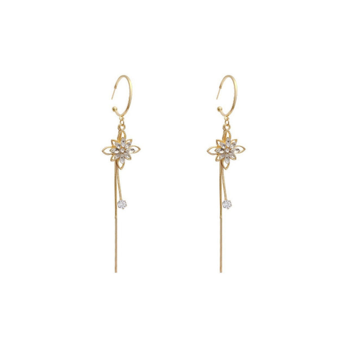 Shiny Lotus Tassel Earrings