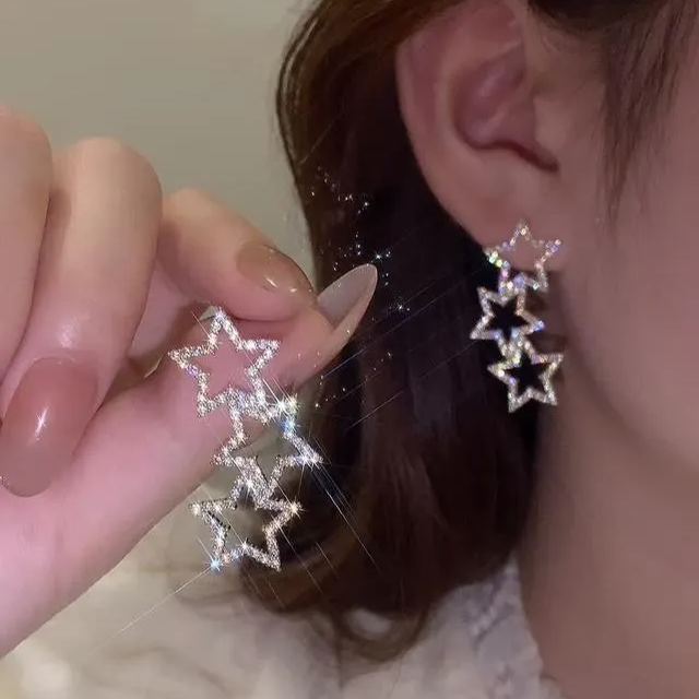 Sparkling Diamond Star Earrings