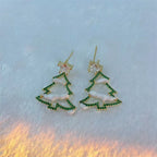 White Snow Christmas Tree Earrings
