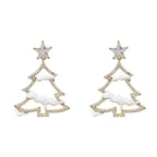 White Snow Christmas Tree Earrings
