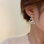 White Snow Christmas Tree Earrings