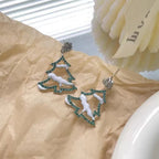 White Snow Christmas Tree Earrings