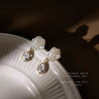 White Camellia Diamond Earrings