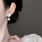 White Camellia Diamond Earrings
