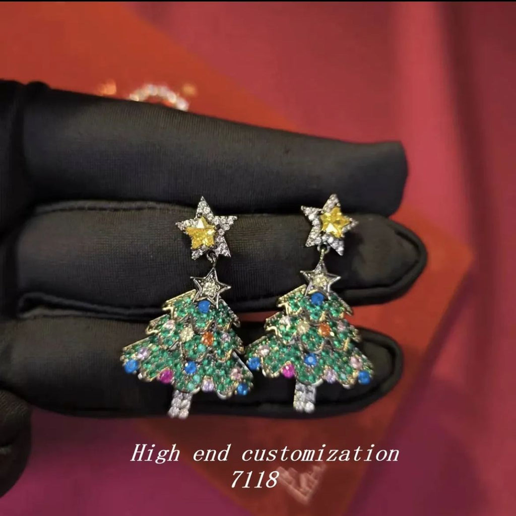 Colorful Shiny Christmas Tree Earrings