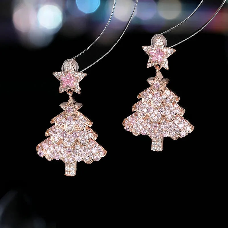 Colorful Shiny Christmas Tree Earrings