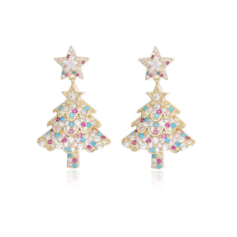 Colorful Shiny Christmas Tree Earrings